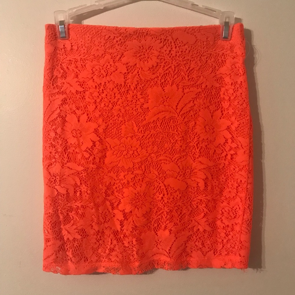 Neon orange mini skirt